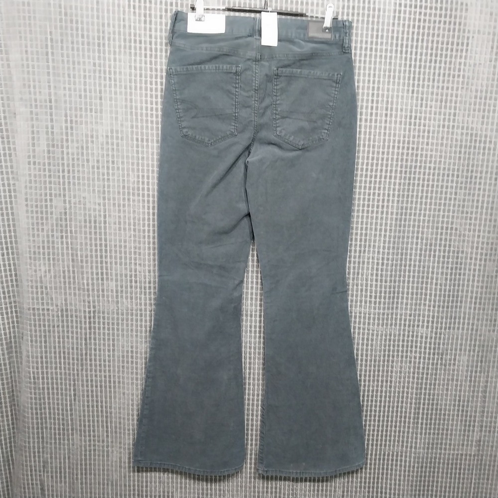 American Eagle Women Pants Super Hi-Rise‎ Flare Corduroy Button Fly 6 Gray Blue - Picture 2 of 15